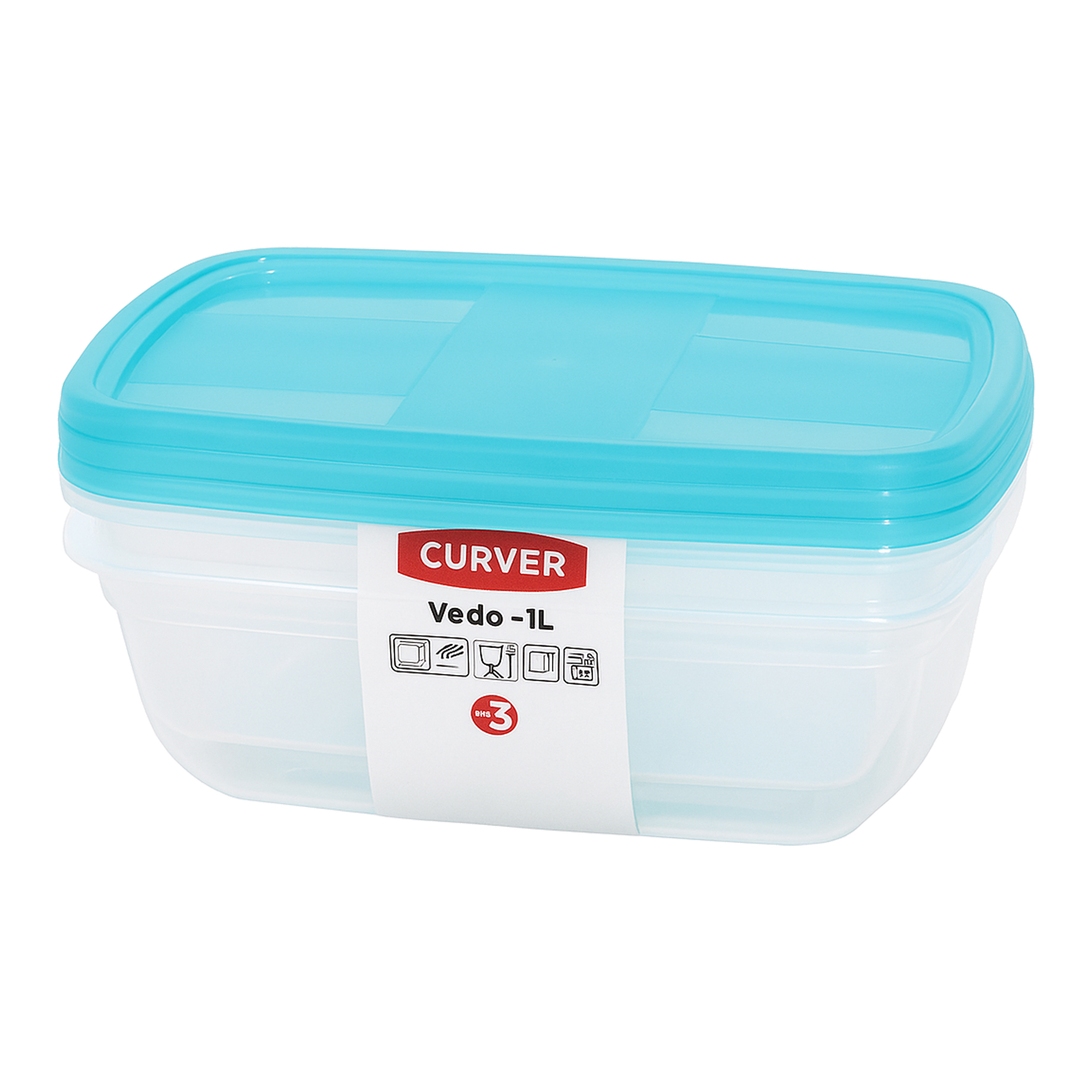 Curver Posuda za hranu 3 × 1 L set plava VEDO / 261264