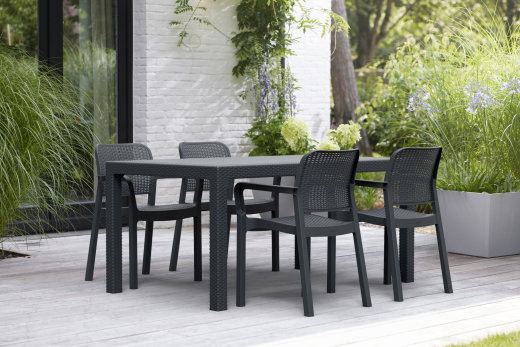 Keter vrtni stol Melody 161 × 95 × 75 cm, ratan izgled, siva dodatni prikaz