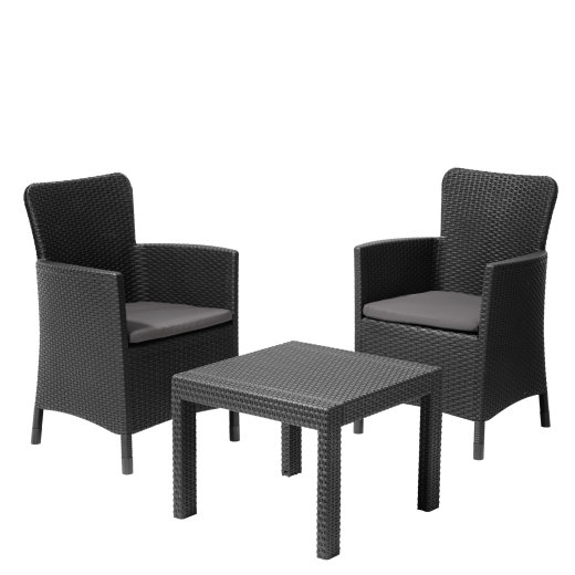 Keter vrtna garnitura Salvador 62 × 60 × 89 cm, ratan izgled, siva