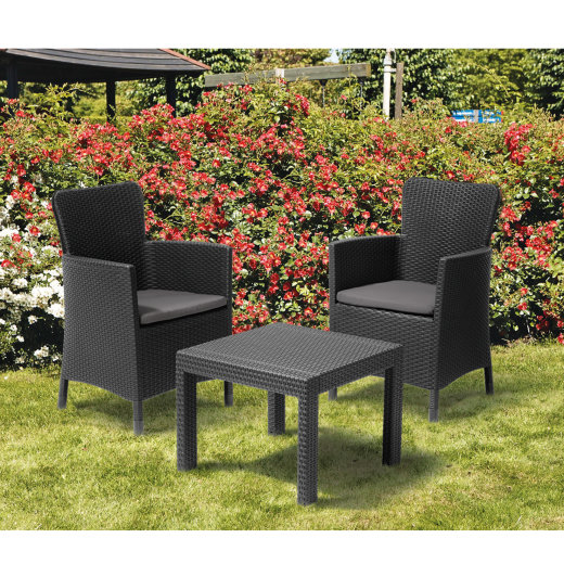 Keter vrtna garnitura Salvador 62 × 60 × 89 cm, ratan izgled, siva detalji i primjena