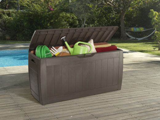 Keter vrtna kutija za odlaganje Hollywood 270 l, 117,5 × 45 × 57,3 cm, plastika, smeđa