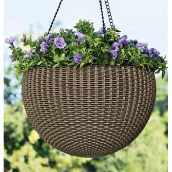 Keter saksija 35 × 35 × 22 cm, ratan izgled, bež detalji i primjena