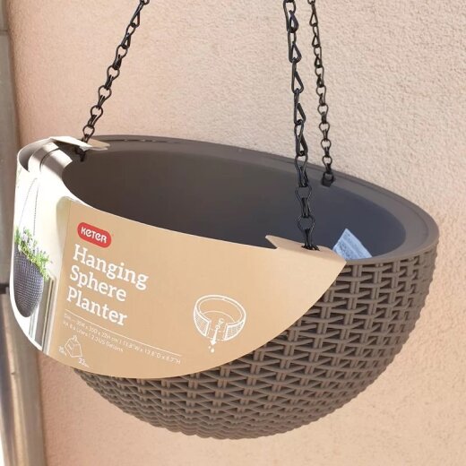 Keter saksija 35 × 35 × 22 cm, ratan izgled, bež dodatni prikaz