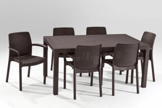 Keter vrtni stol Melody 161 × 95 × 75 cm, ratan izgled, smeđa detalji i primjena