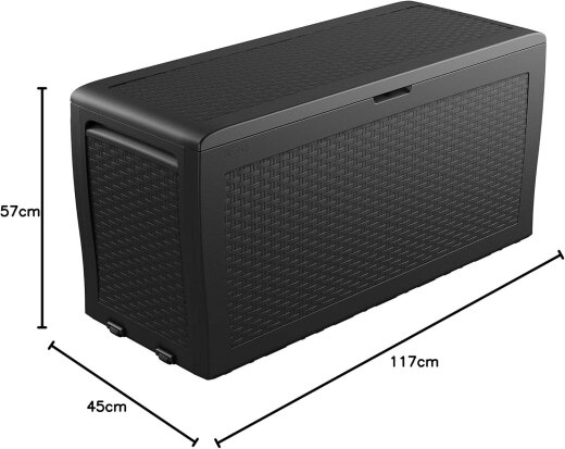 Keter vrtna kutija za odlaganje Samoa 270 l, 117 × 44 × 58 cm, plastika, siva detalji i primjena