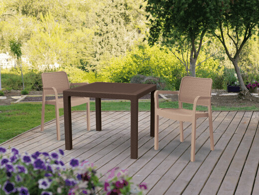 Keter vrtni stol Quartet 95 × 95 × 74,5 cm, ratan izgled, smeđa detalji i primjena
