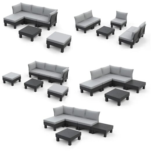 Keter vrtna garnitura Elements 200 × 200 × 80 cm, ratan izgled, siva dodatni prikaz