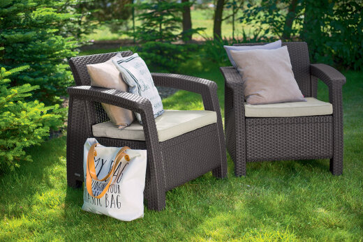 Keter vrtna sofa Corfu 75 × 70 × 79 cm, ratan izgled, smeđa